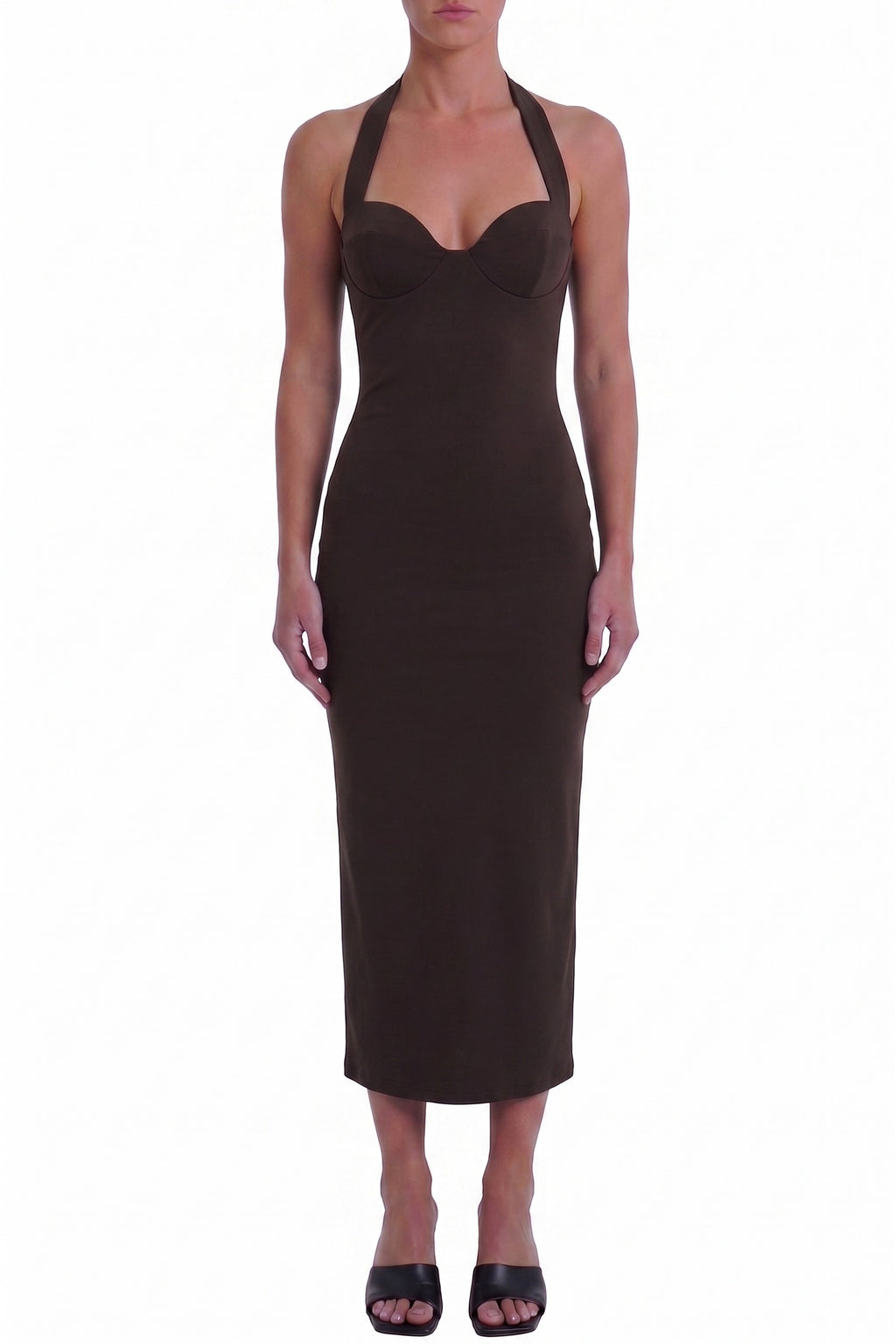 Dress Monica Marrone — packshot e-commerce Angel's Club Roma